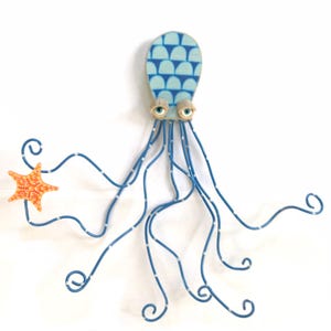 Octopus Wall Art / Octopus Wall Sculpture / Beach House Wall Art / Nautical Wall Art / Wooden Octopus / MadeByCBK