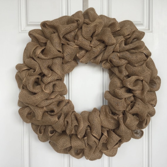 Burlap Wreath: Beige Bow Wreath, Rustic Home Decor