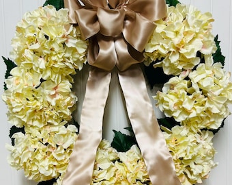 Lush Faux Hydrangea Wreath, Fall Mixed Hydrangea Wreath, Autumn Wreaths, Fall Wreath