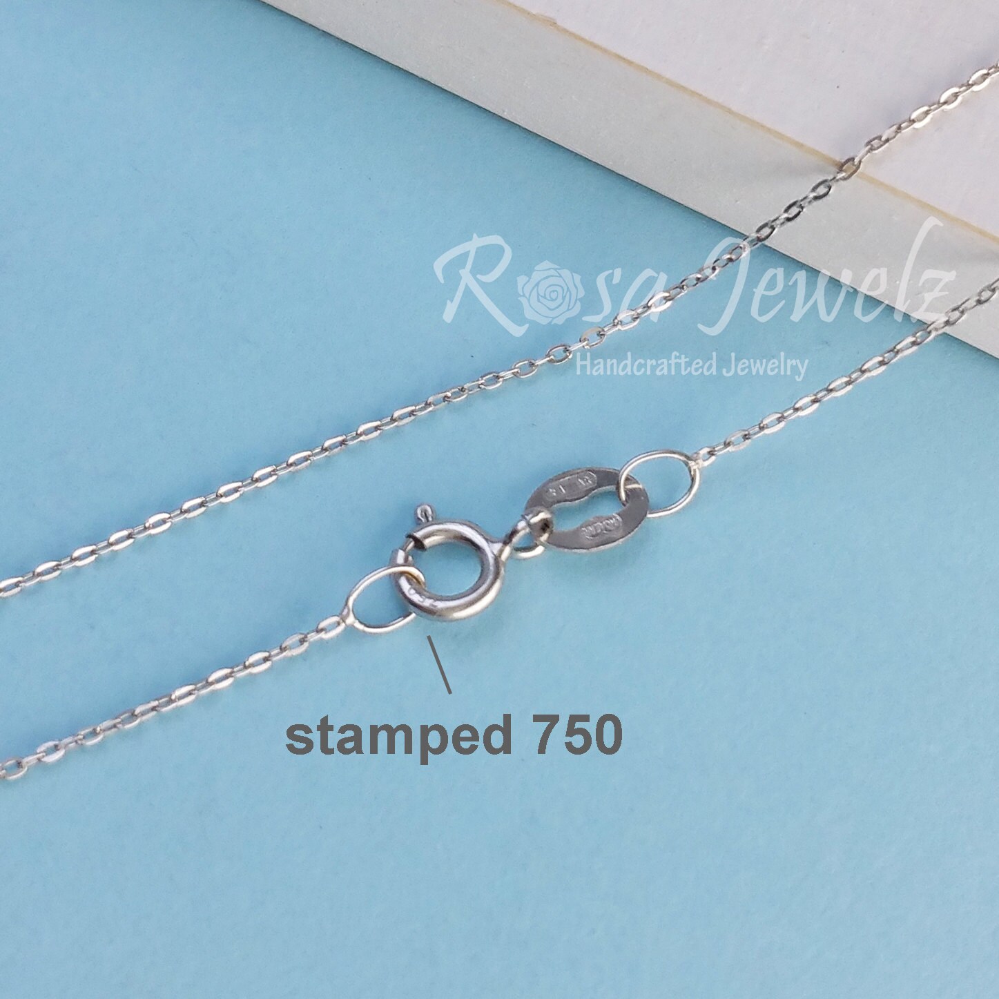 14k Solid White Gold Italy Box Chain Link Necklace - 16 To 30 Inch, Spring Ring Closure