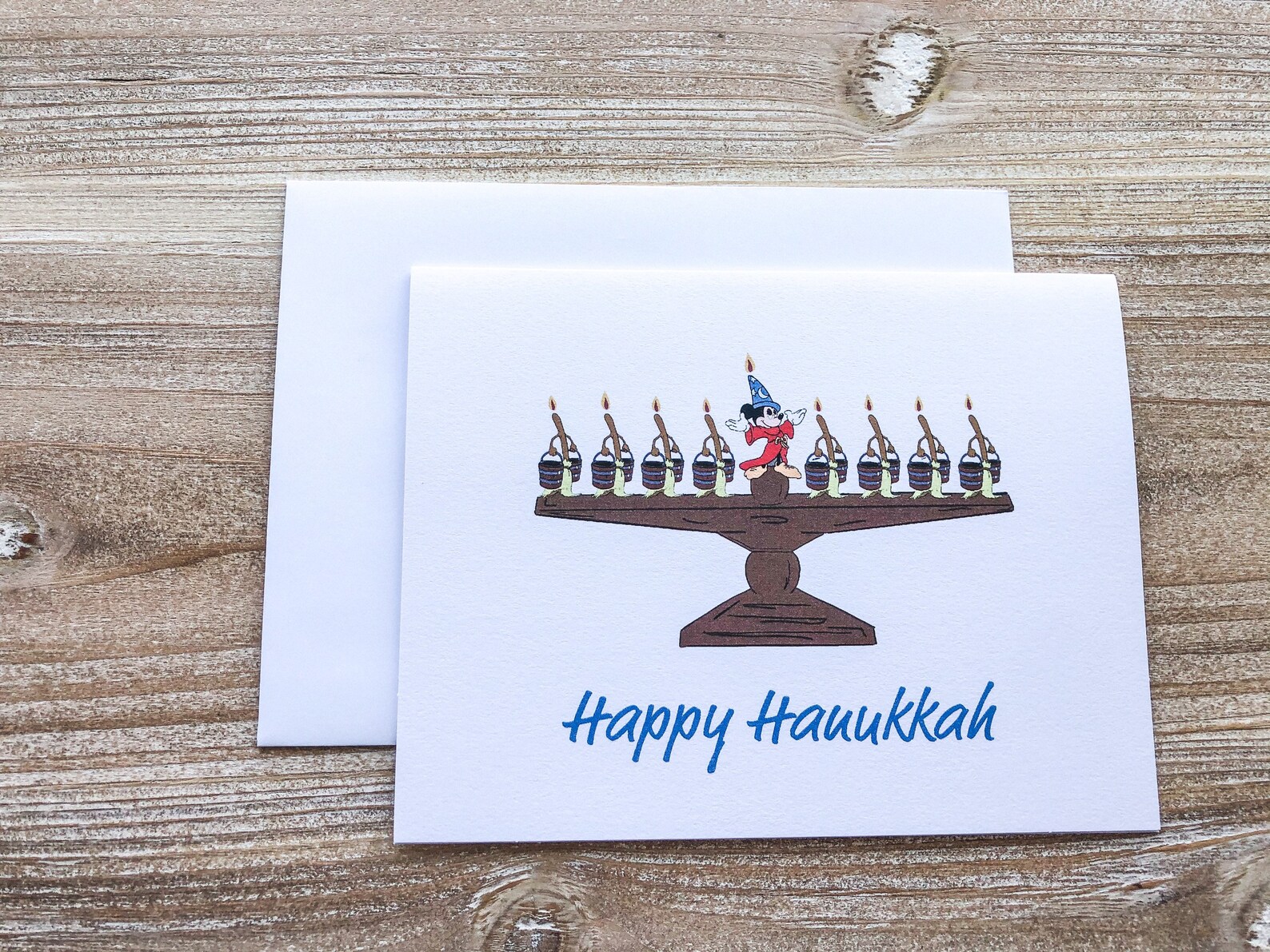 Disney Hanukkah Mickey Mouse Menorah Card Holiday Greeting Etsy
