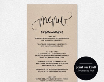 wedding menu template wedding menu printable wedding menu etsy