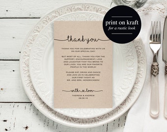 wedding thank you cards thank you printable editable etsy
