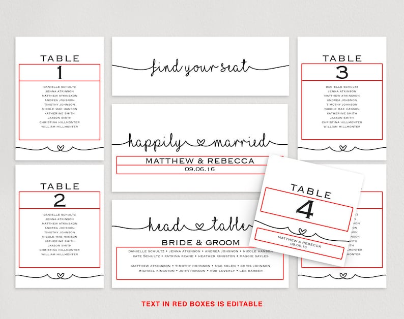 DIY Printable Table Cards Instant Download #BPB140/_5 Wedding Sign PDF Seating Plan Template Seating Cards Wedding Seating Chart