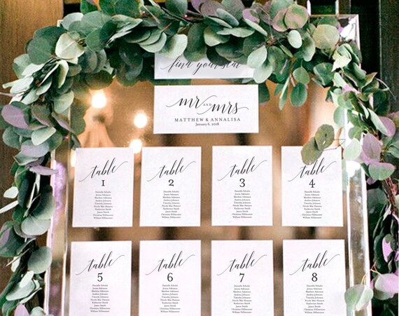 Wedding Seating Chart Template Seating Chart Display Wedding Etsy