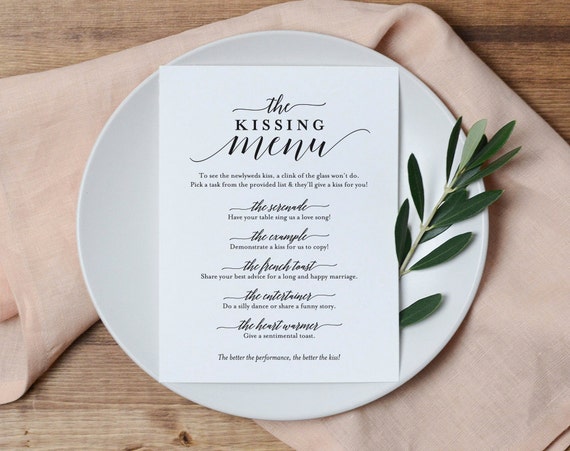 Kissing Menu Wedding Kissing Menu Kissing Menu Printable Wedding Reception Sign Wedding Game Template Pdf Instant Download Bpb310 48