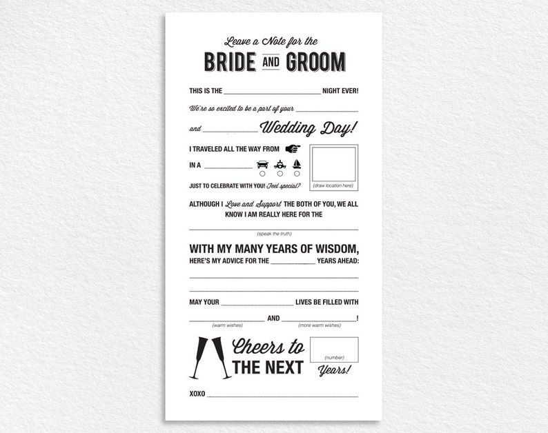 Wedding Mad Libs Printable Template Wedding Keepsake | Etsy
