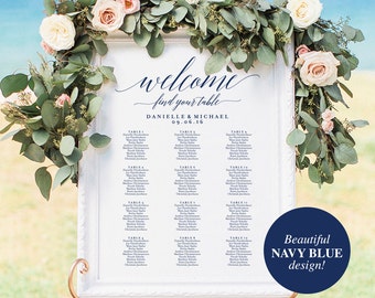 Navy Wedding Seating Chart Sign, Navy Seating Chart Printable, Seating Chart Template, Seating Board, PDF Instant Download #BPB320_52