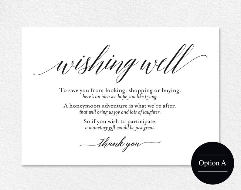 Wishing Well Card Wedding Wishing Well Wishing Well Etsy