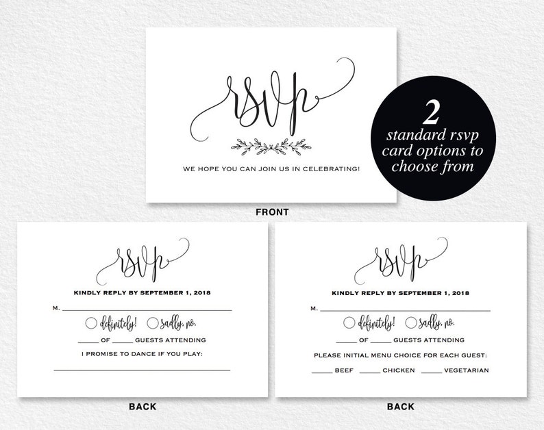 RSVP Postcard RSVP template wedding rsvp cards wedding