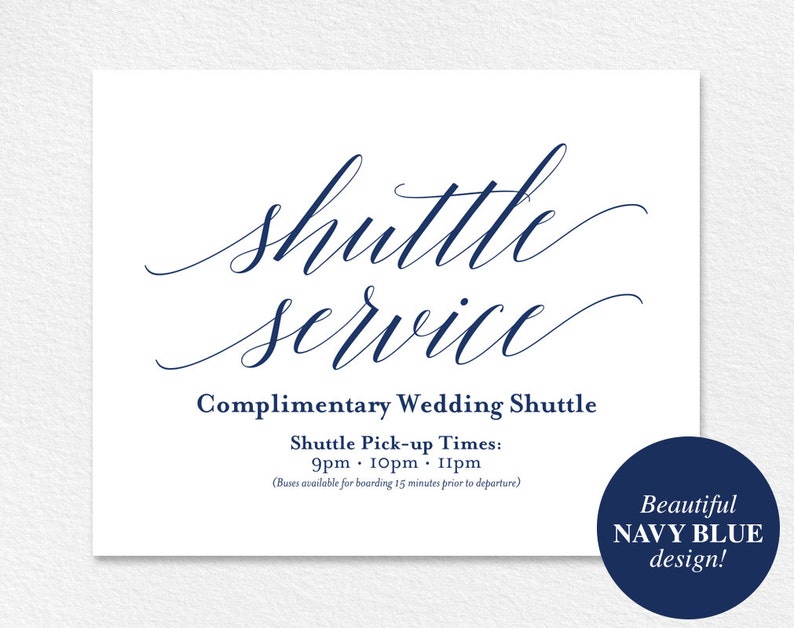 Blue Wedding Navy Wedding Sign Shuttle Service Sign Wedding Template Wedding Printable Wedding Shuttle PDF Instant Download #BPB320/_78