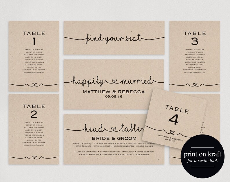 DIY Printable Table Cards Instant Download #BPB140/_5 Wedding Sign PDF Seating Plan Template Seating Cards Wedding Seating Chart