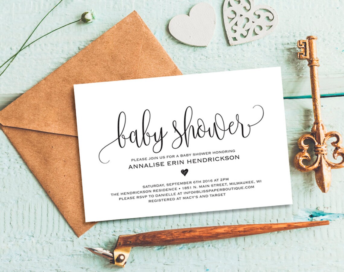 Baby Shower Invitation Baby Shower Invitation Template Etsy