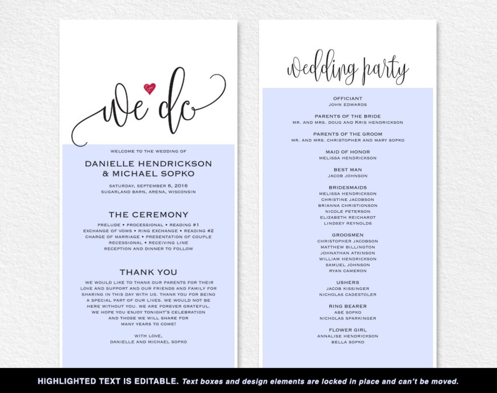 Wedding Program Editable Template We Do Wedding Program Etsy