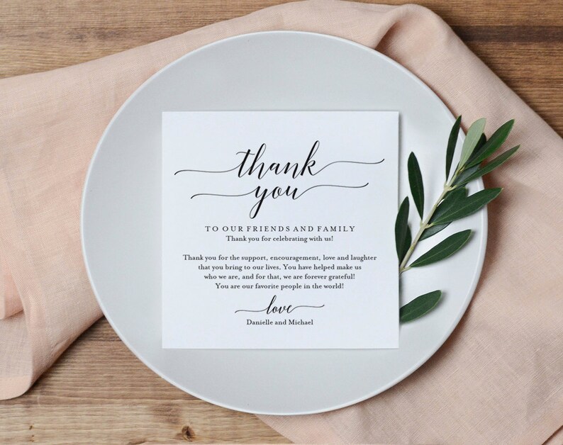 Wedding Thank You Card Thank You Printable Wedding Table Etsy