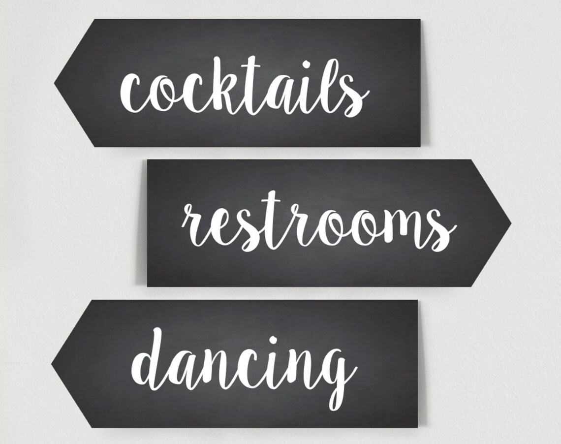 Rustic Chalkboard Directional Wedding Signs Chalkboard Sign Etsy