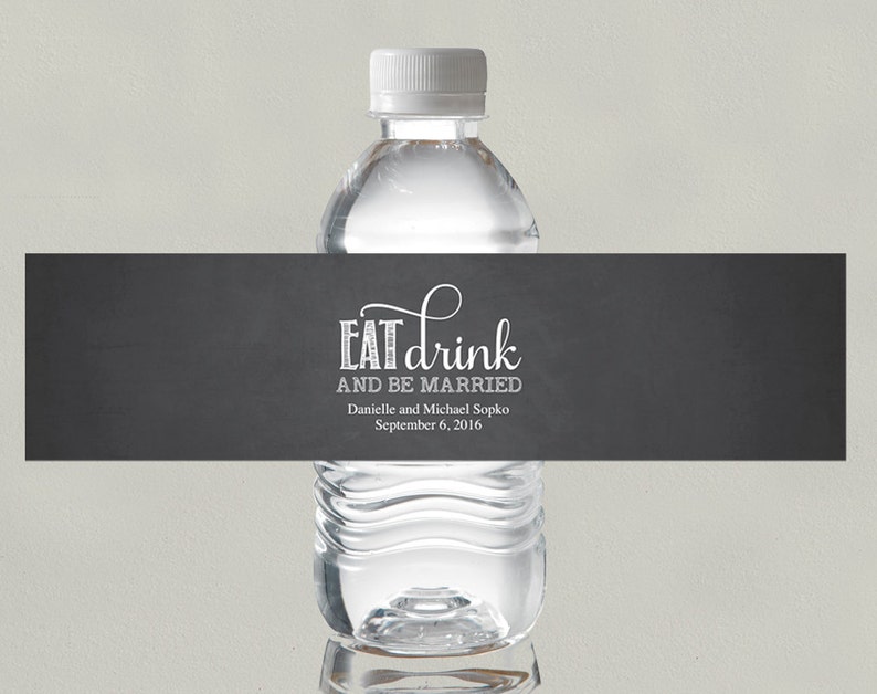 Wedding Water Bottle Labels Chalkboard Wedding Editable