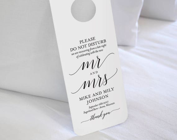 Do Not Disturb Door Hanger For Wedding Guests