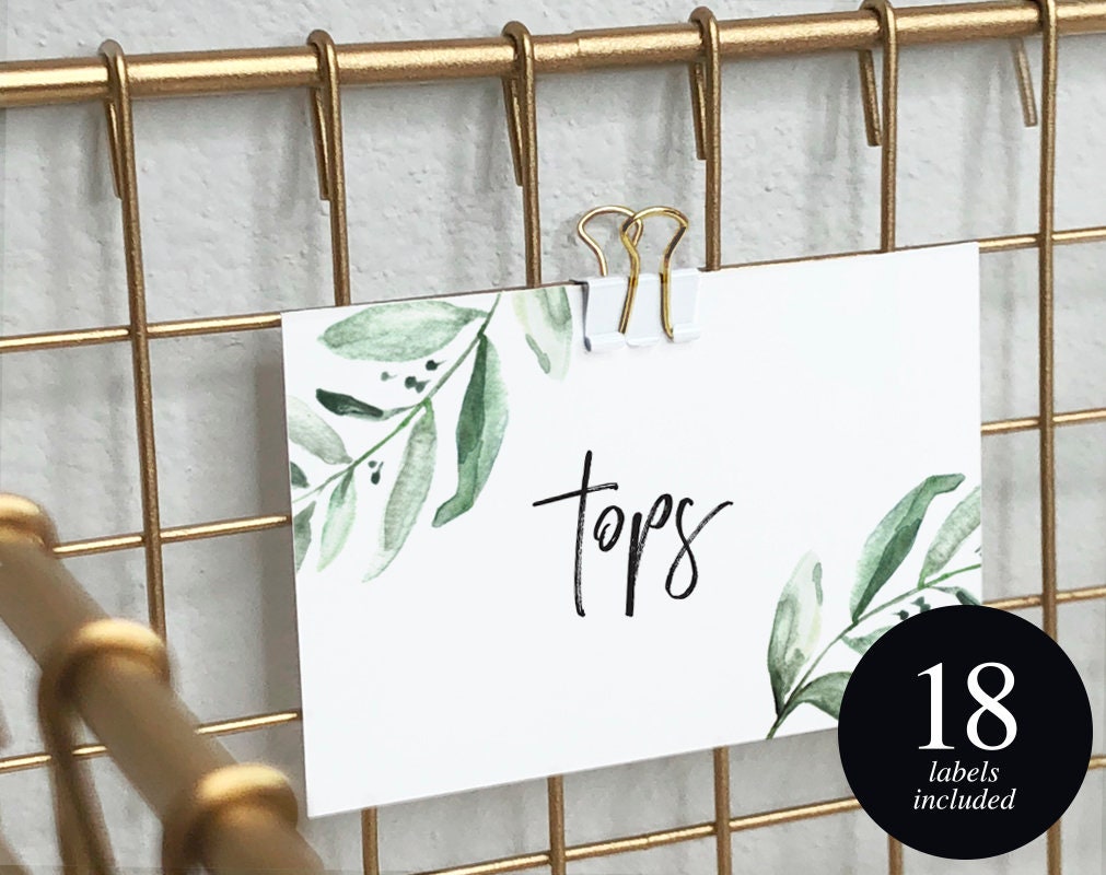 Nursery Drawer Labels Greenery Baby Closet Labels Closet Etsy