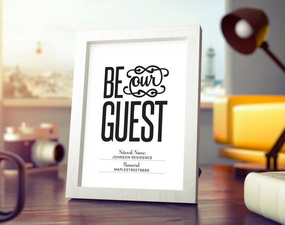 Wifi Password Sign Be Our Guest Wifi Sign Wifi Password Etsy