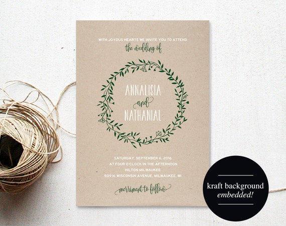 wedding invitation template winter wedding invitation forest etsy
