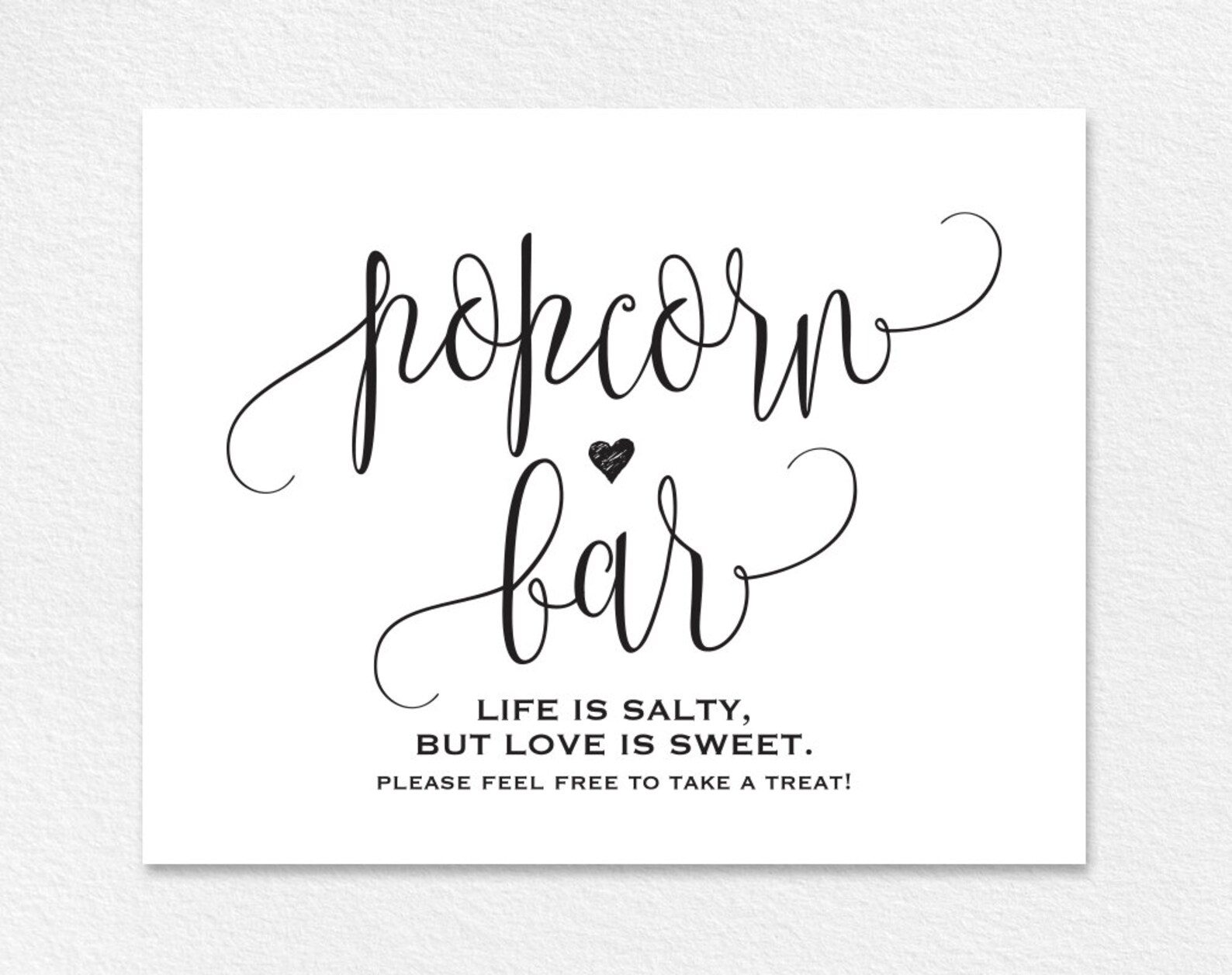 Popcorn Bar Sign Popcorn Bar Printable Life is Salty but Etsy