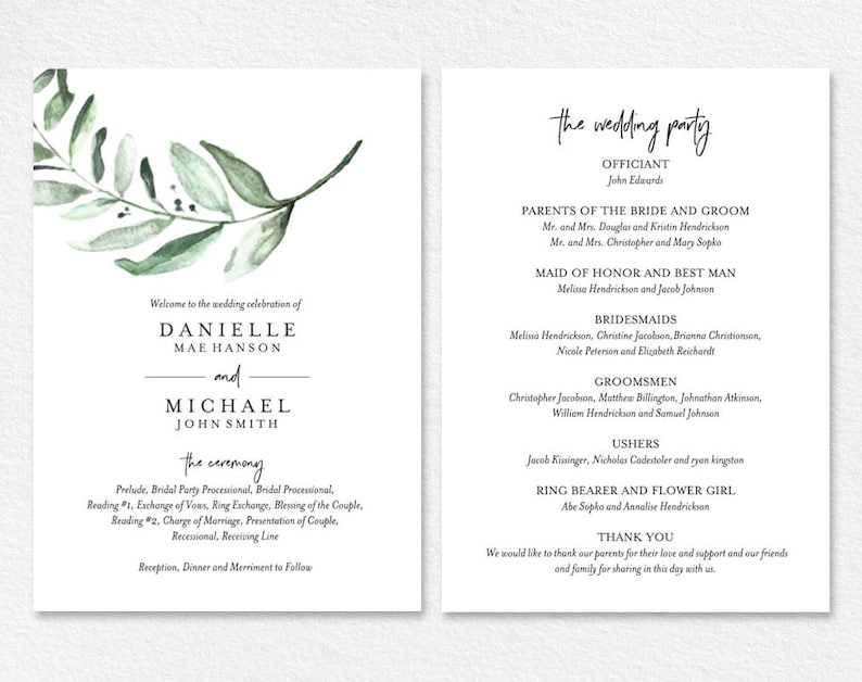 Fan Template Wedding Program Fan Wedding Program Template Bliss Paper Boutique PDF Instant Download #BPB330/_3/_1 Template Download