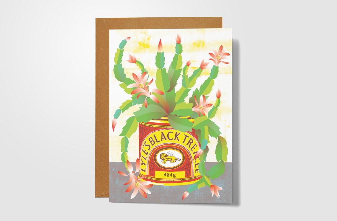 Christmas Cactus Card Cactus Illustration House Plant Art Etsy