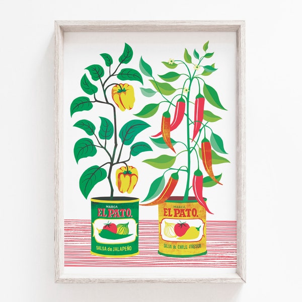 Chilli Pepper Print (A4), Plant illustration, House Plant Print