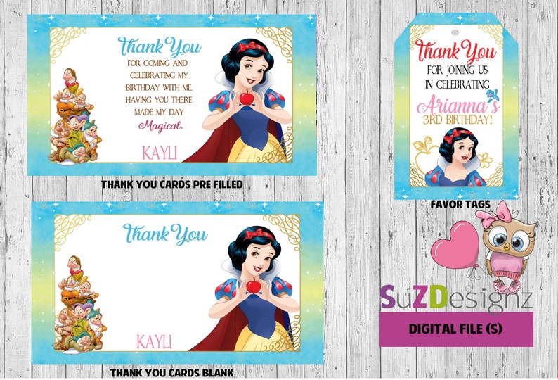 Snow White Disney Princess Birthday Invitations and more... DIGITAL FILE S UPRINT image 2