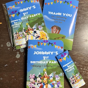Mickey Mouse Inspired Party Favor Coloring Books Packets Coloring Party Favors with crayons and sticker option