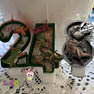 Dinosaur Birthday Number Candle, Custom Candles, Any Age