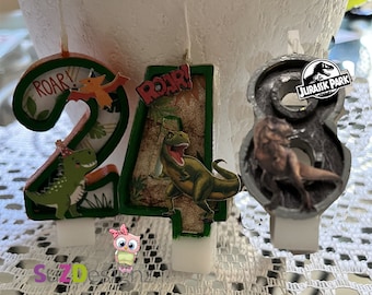 Dinosaur Birthday Number Candle, Custom Candles, Any Age