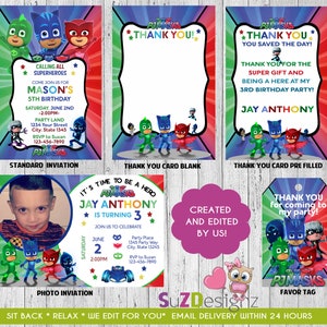 PJ Mask Birthday Invitations  and more... Digital FIle - Edited by Us - Email Delivery