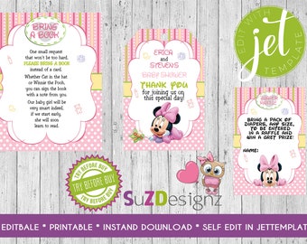 Baby Minnie Mouse Baby Shower additional Items... Digital FIle - EDITABLE - Immediate Download -JetTemplate