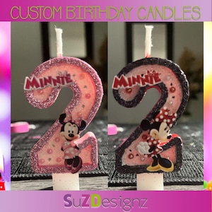 Minnie Mouse Red Minnie Mouse Pink Minne Mouse Inspired Birthday Number Candle, Custom Character Candles