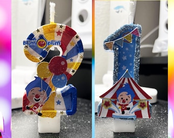 Circus Plim Plim Inspired Number Birthday Candle, Custom Candles , Any Age, Boy or Girl