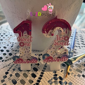 Donut Birthday Number Candle, Glittered Custom Cake Topper