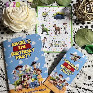 Toy Story Theme Party Favor Coloring Books Packets Coloring Party Favors with crayons and stickers Option
