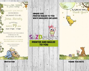 Classic Winnie the Pooh Baby Shower Invitations and More... (Variety of Sets Available) Printed and Mailed to You!