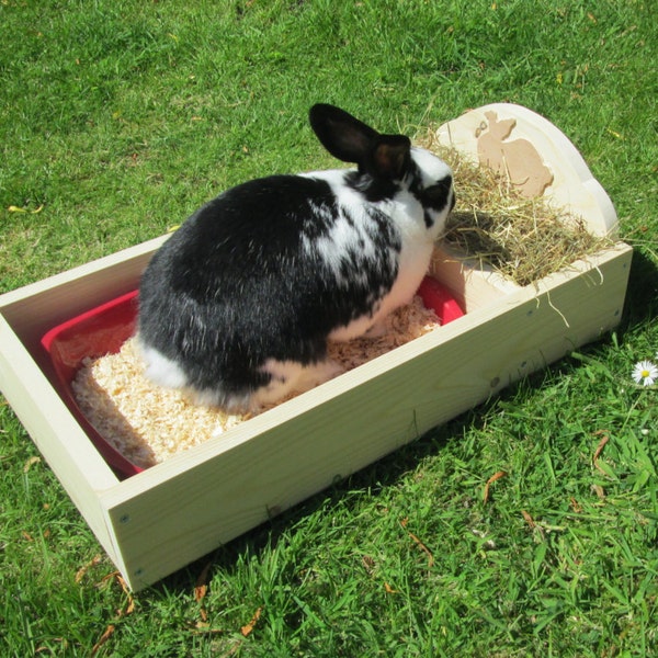 Rabbit Litter Tray with Hay Feeder