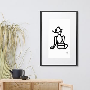 Beach Babe - Line Art - Matte Paper Framed Poster With Mat