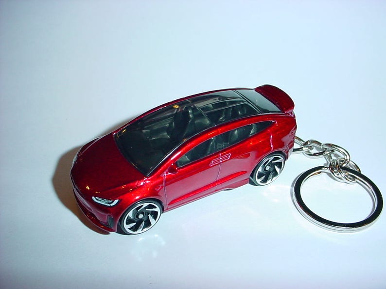 3d Tesla Model X Custom Keychain By Brian Thornton Keyring Key Chain Finished In Beautiful Red Trim Electric Car Awd Models