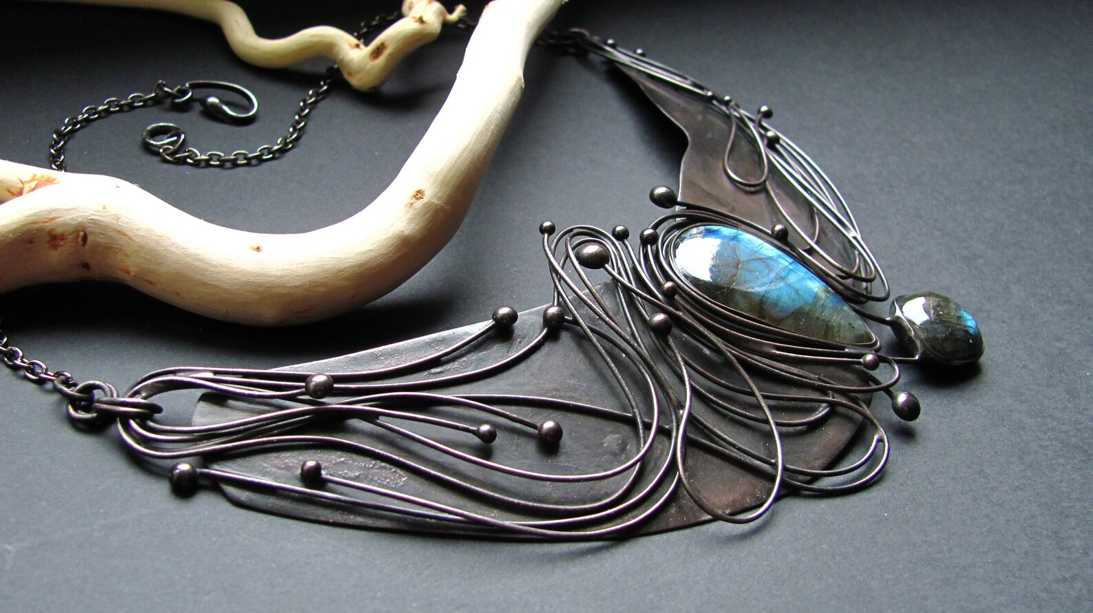 Blue Labradorite necklace in Tiffany technique. Amazing | Etsy