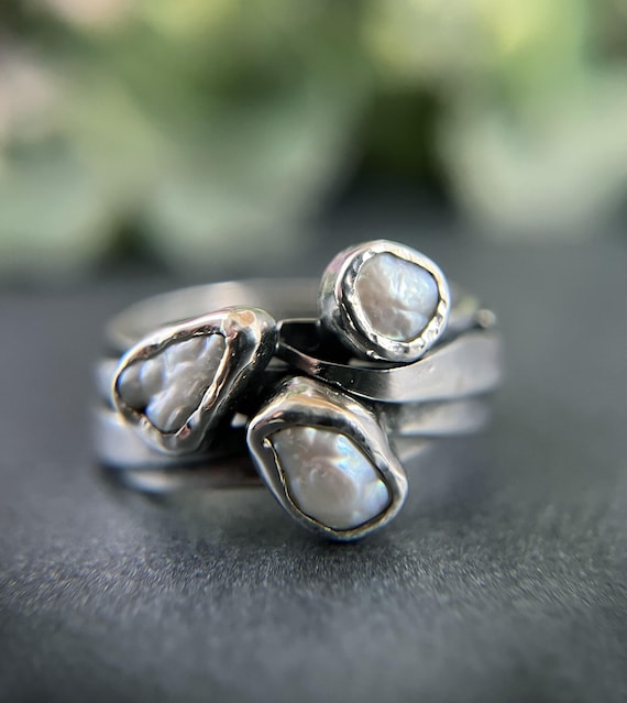 Anello in argento sterling 925 con perle d'acqua Anello