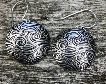 Water swirl  sterling silver  earrings Nature Lover Gift,  Forest Earrings Unique Gifts for Her