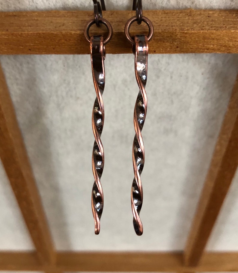 Twisted copper earrings minimalist earrings copper staff Etsy