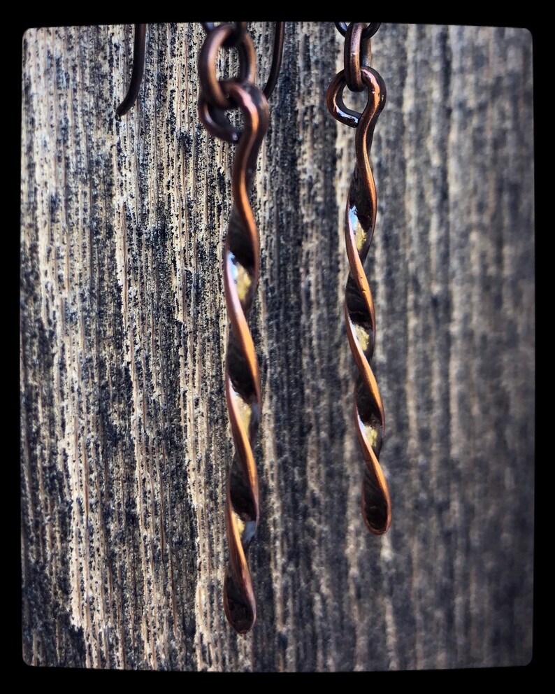 Twisted copper earrings minimalist earrings copper staff Etsy