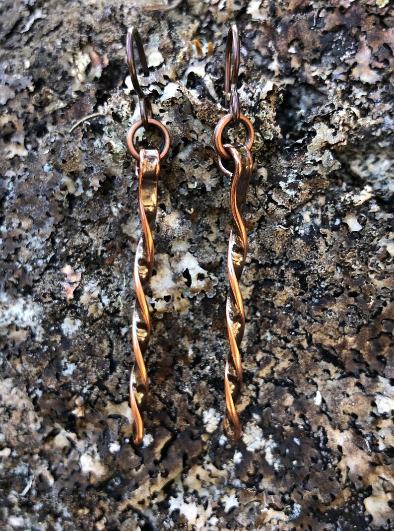 Twisted copper earrings minimalist earrings copper staff Etsy
