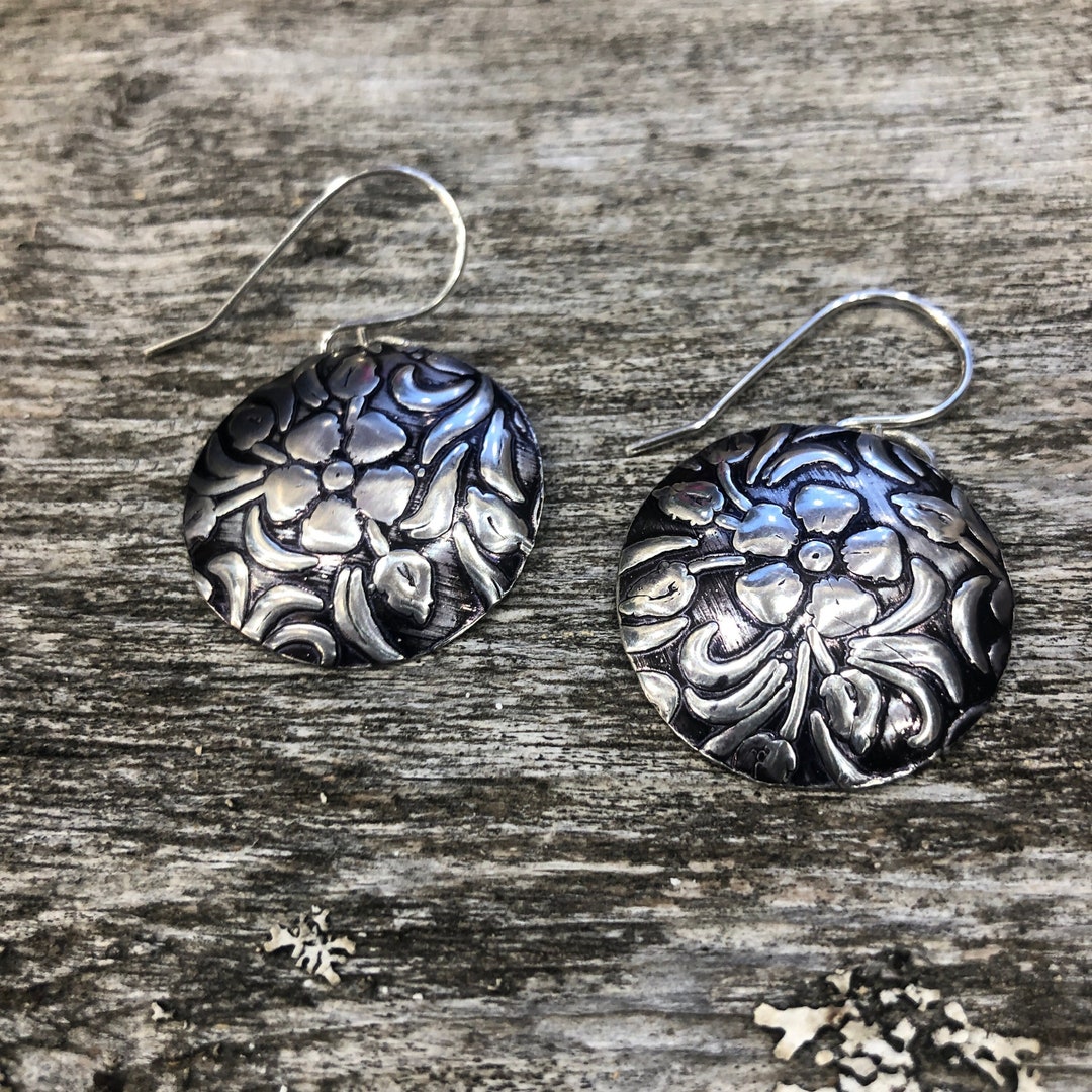 Botanical Sterling Silver Wild Rose Earrings Nature Lover Etsy